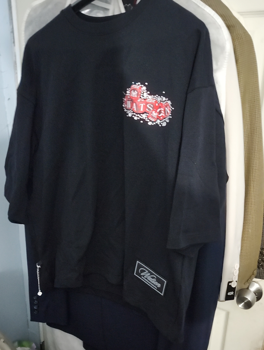 Black Short Sleeve Graphic Tee - Red Accent